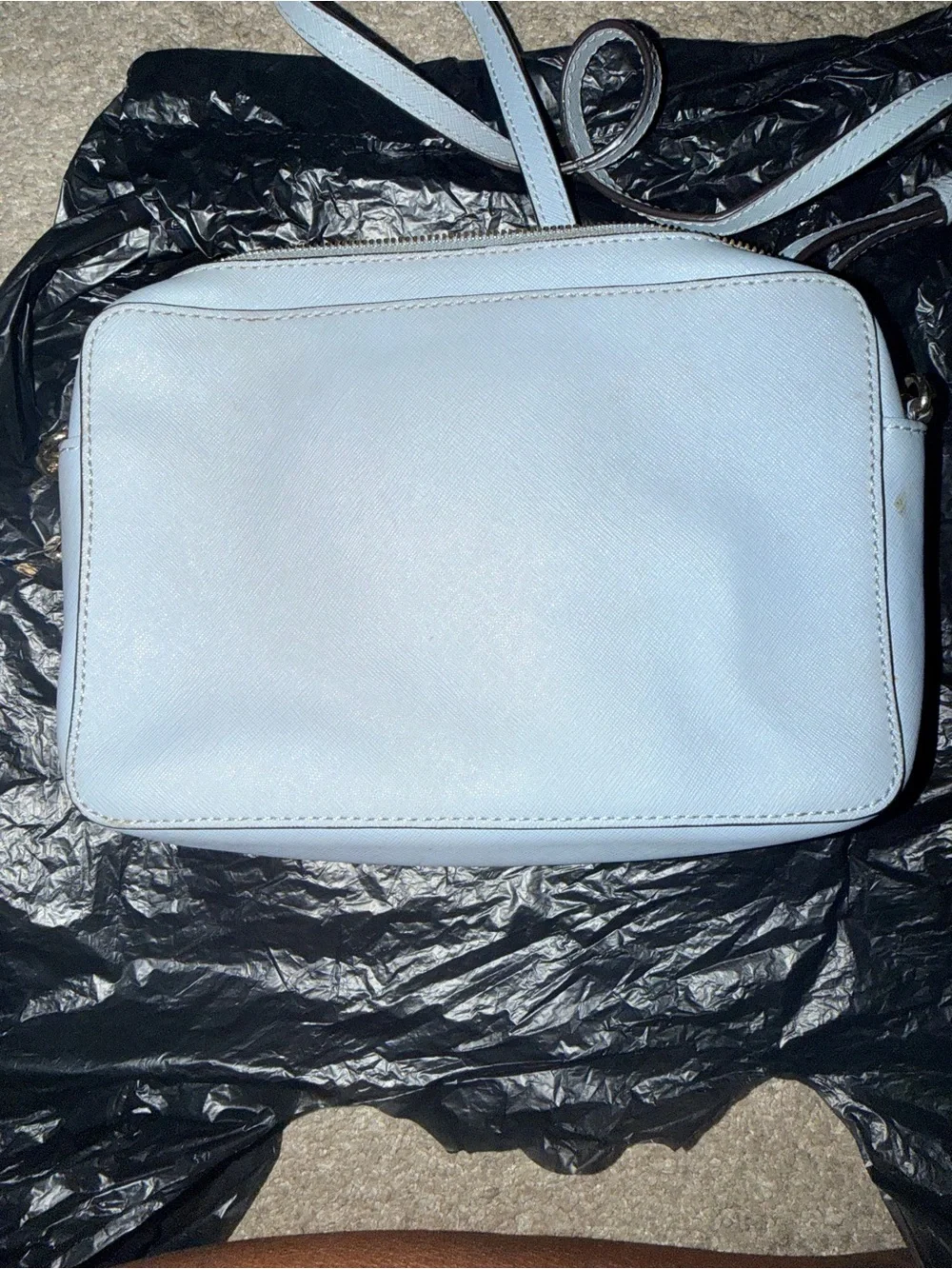 Michael Kors Pale Blue Saffiano Crossbody Bag with Gold Hardware